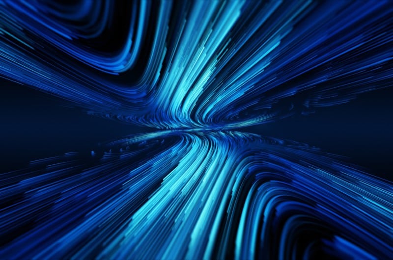 Abstract blue data streams converging into a central bottleneck, representing a Solr query coordination hotspot.